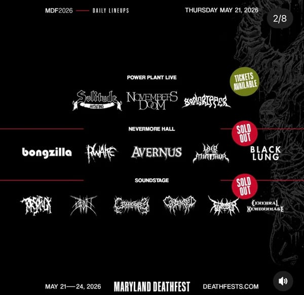 Maryland Deathfest 2026 - Day 2 (Thursday, 5/21)